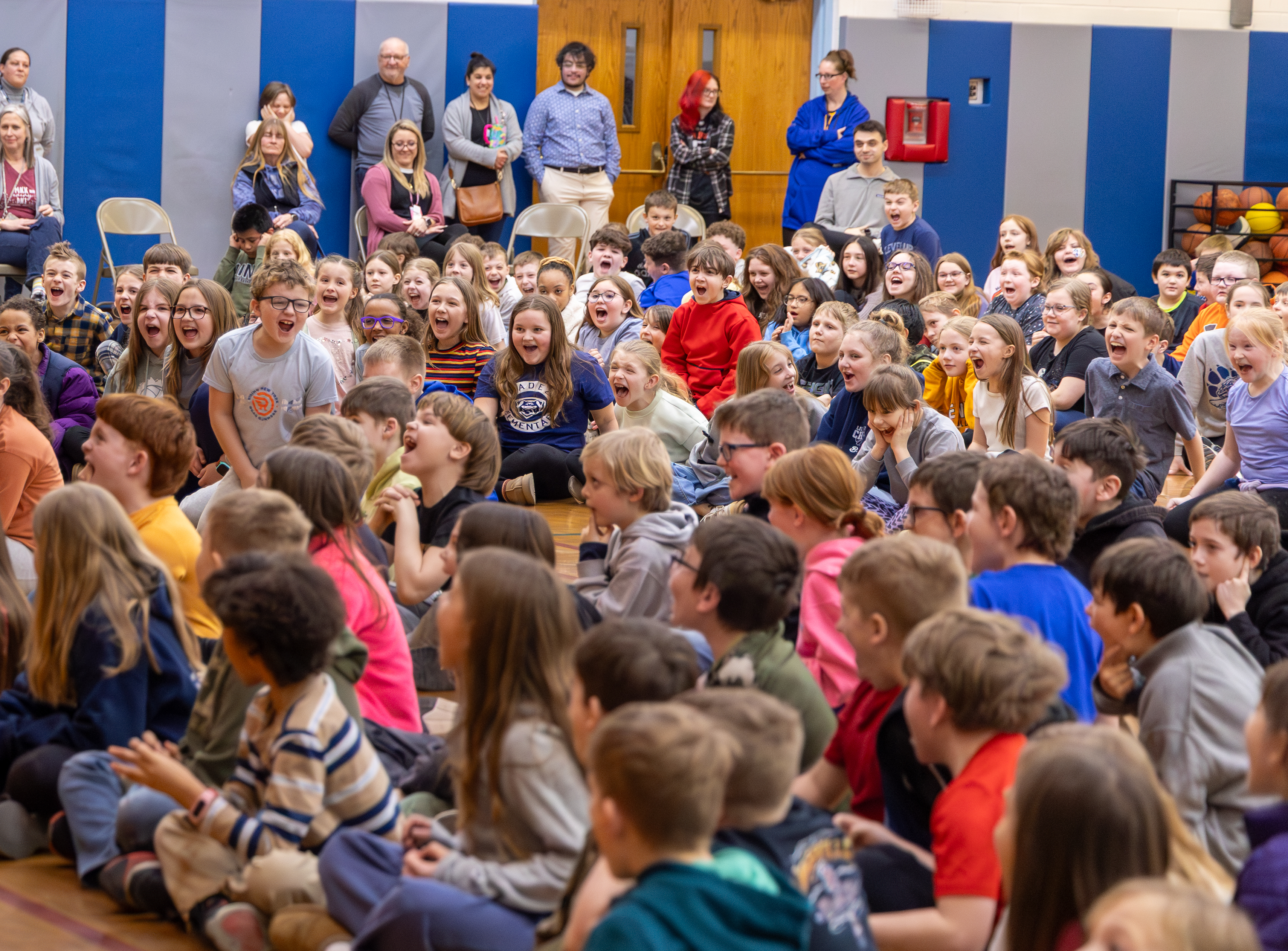 Students and teachers reacting together